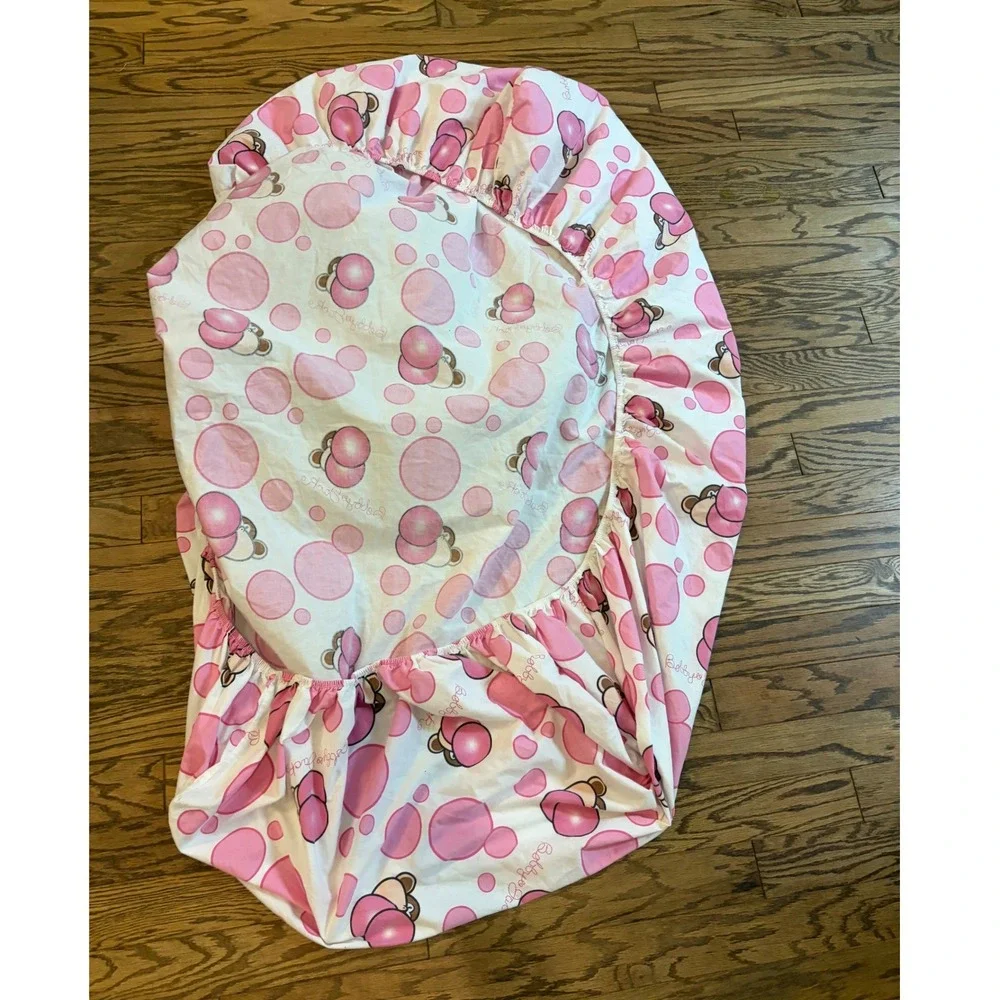 Y2K Bobby Jack Pink Bubble Monkey Twin Fitted Sheet Girls Bedding Cotton Blend